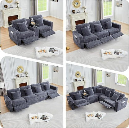 Modern Middle Armless Sofa Seat Set of 2 for Modular Sectional Couch for Living Room-Blue Grey