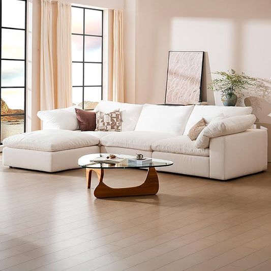 Modular Sectional Sofa, 110.2" L Shaped Modern Sofa Modular Sectional Cloud Couch with Ottoman, Modern Cloud Sectional Couches for Living Room, Deep Seat Sofa with Washable Cover