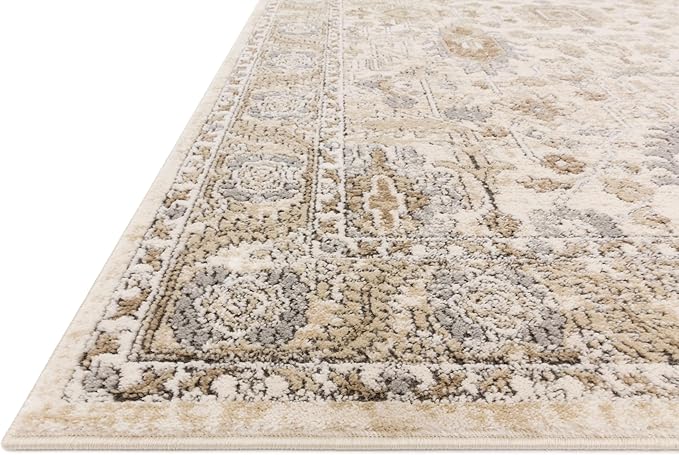 Loloi Teagan Collection TEA-03 Ivory/Sand 2'-8" x 7'-6" Runner Rug, Large, Soft Neutral Rug, High-Traffic for Living Room, Bedroom, Home Office, Dining Area