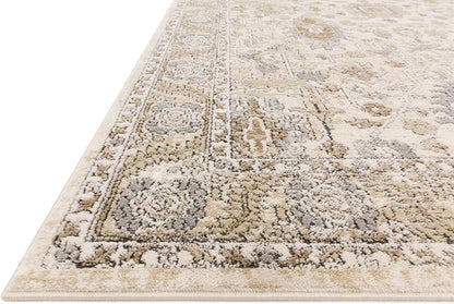 Loloi Teagan Collection TEA-03 Ivory/Sand 2'-8" x 7'-6" Runner Rug, Large, Soft Neutral Rug, High-Traffic for Living Room, Bedroom, Home Office, Dining Area