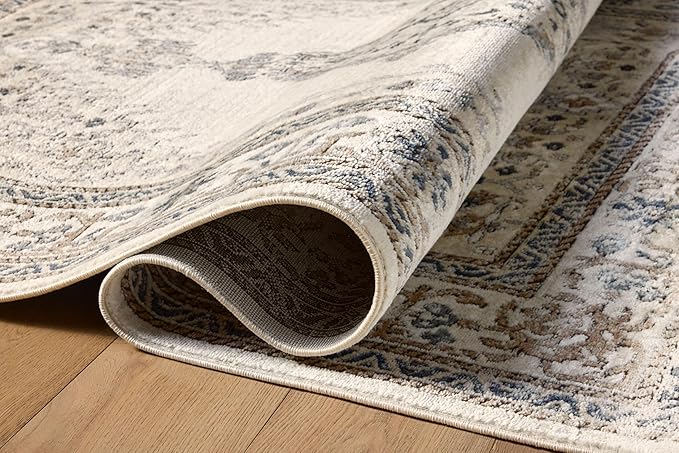 Loloi Teagan Collection TEA-02 Oatmeal/Ivory 6'-7" x 9'-2" Area Rug, Large, Soft Neutral Rug, High-Traffic for Living Room, Bedroom, Home Office, Dining Area