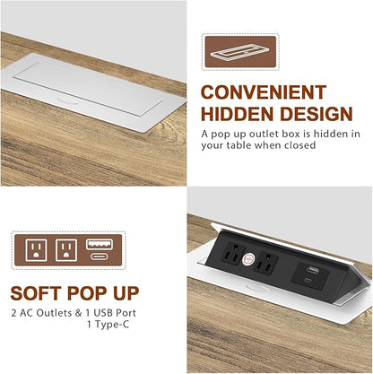HIFYOBRO Large End Table Set of 2, Flip Top Charging Station and 2 Drawers, Type-C & USB Port & Power outlets, Wooden Storage Cabinet, Side Table with Storage for Living Room and Bedroom (White)