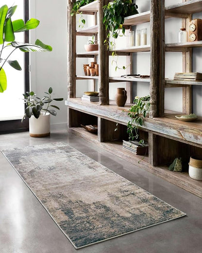 Loloi Teagan Collection TEA-08 Ivory/Mist 3'-4" x 5'-7" Accent Rug, Large, Soft Neutral Rug, High-Traffic for Living Room, Bedroom, Home Office, Dining Area