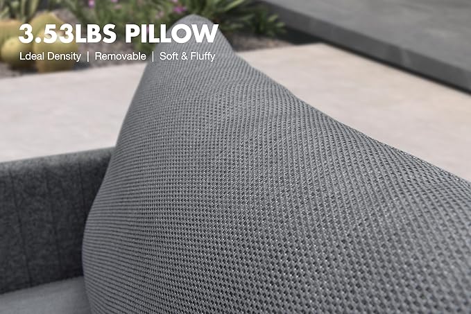 PURPLE LEAF Patio Furniture Set 6 Pieces Outdoor Conversation Sets PP Rope Patio Sofa with Cushions and Table Manual Weaving Deep Seating Furniture for Porch Lawn Backyard Gray