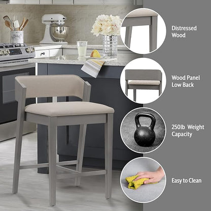 Hillsdale Dresden Wood Counter Height Stool, Distressed Gray