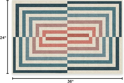 RUGGABLE x Jonathan Adler Machine Washable Modern Area Rug – Op Art Teal 2x3, Stain-Resistant, Non-Slip – Small Rugs for Living Room, Bedroom, Hallway, Entryway & Bathroom–with Cushioned Pad