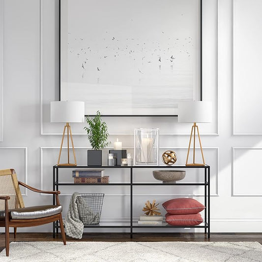 Henn&Hart 64" Wide Rectangular Console Table in Blackened Bronze, Entryway Table, Accent Table for Living Room, Hallway