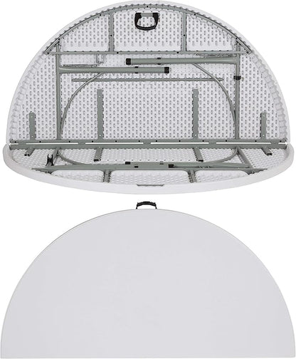 Flash Furniture Stonewall 6' Round Plastic Folding Event Table with Carrying Handle, Bi-Fold Banquet Table for Indoor/Outdoor Events, White