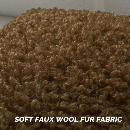 FUTEI Brown Decorative Throw Pillow Covers 22x22 Inch Set of 2,Soft Fluffy Faux Wool Fur Boucle Textured Cushion Case,Modern Home Decor for Couch Bed Living Room Office