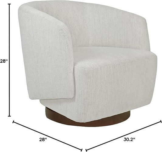 MINCETA Accent Chair,Modern Swivel Chairs for Living Room and Bedroom Reading with Wood Base,Performance Fabric in Ivory