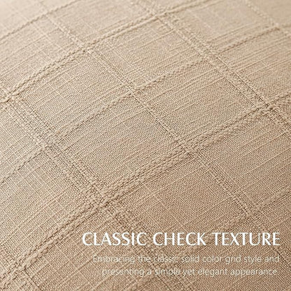 Foindtower Set of 2 Decorative Linen Check Throw Pillow Covers Neutral Farmhouse Vintage Cushion Covers Modern Coastal Boho Home Decor for Sofa Chair Couch Bedroom Living Room,16×16 Inch,Camel