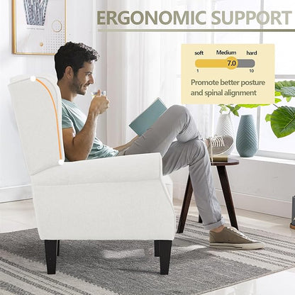 Accent Chair, Modern Living Room Chairs with Wingback, Comfy Upholstered High Back Single Sofa for Bedroom, Mid-Century Reading Armchair Sillas para Sala