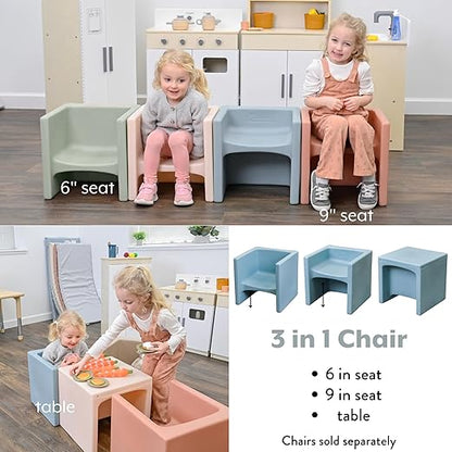 Children's Factory 3-in-1 Cube Chair for Kids, Flexible Seating Classroom Furniture, 1-Pack, Fog Blue
