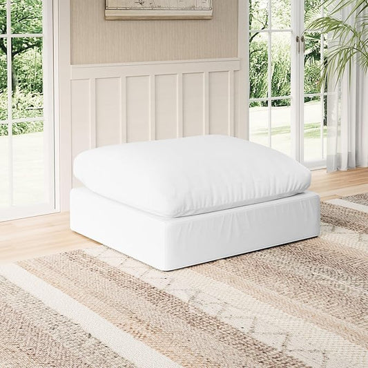 Modular Sectional Sofa Cloud Couch,Down Filled Comfy Cloud Modern Sofa,White Linen Oversized Couch Cushion Covers Removable for Living Room