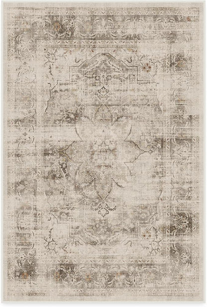 RUGGABLE Washable Vintage Area Rug – Sarrah Hazel 4x6, Stain-Resistant, Non-Slip – Medium Machine Washable Rugs for Living Room, Bedroom, Hallway, Entryway & Office–with Standard Pad