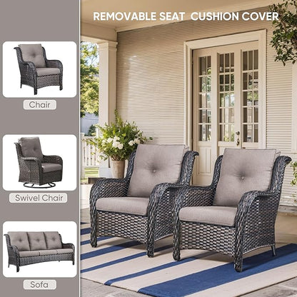 Patio Chair Cushions 4 Packs - Outside High Back Thickened Replacement Cushion 22x24 with Zipper Cover for Outdoor Rocking Swivel Chairs Loveseat Couch – Grey/Buckle