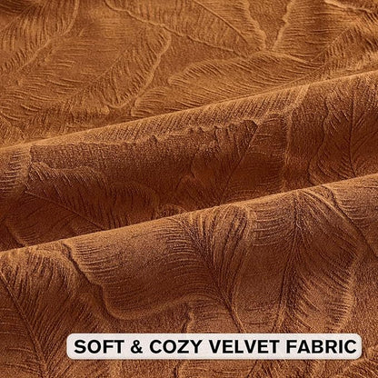 FUTEI Rust Velvet Throw Pillow Covers 16x16 Inch Set of 2,Soft Embossed Leaf-Relief Textured Cushion Cases,Natural Home Decor for Couch Living Room