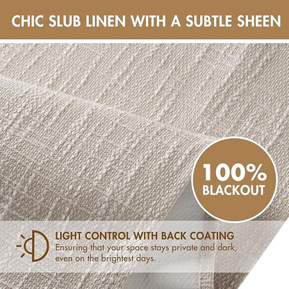 Madison Park Cordless Roman Shades, Total Blackout Window Blind Privacy Window Shades, Thermal Insulated Cordless Window Treatment for Bedroom, Living Room, Quincy, Single Panel 33" W X 64" H Linen
