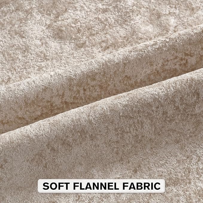 FUTEI Beige Flannel Throw Pillow Covers 20x20 Inch Set of 2,Soft Dimensional Textured Cushion Cases,Modern Home Decor for Couch Living Room