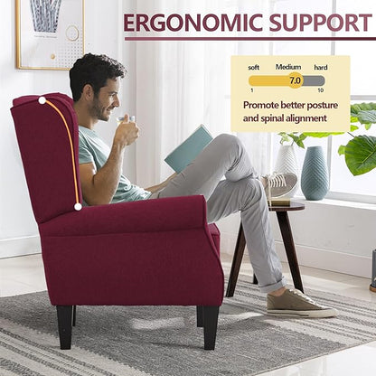 Accent Chair, Modern Living Room Chairs with Wingback, Comfy Upholstered High Back Single Sofa for Bedroom, Mid-Century Reading Armchair Sillas para Sala