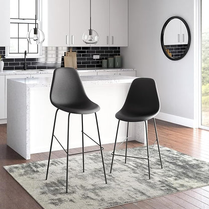 Signature Design by Ashley Forestead Modern Bar Height Bucket Barstool, 2 Count, Black