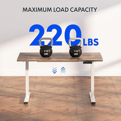FLEXISPOT E6 3-Stage Dual Motor Electric Standing Desk 48 x 30 Sit Stand Up Desk, Holds 220 lbs, Adjustable Height w/Memory Presets, One-Piece Special Walnut Desktop & White Frame, Ships in 2 Boxes