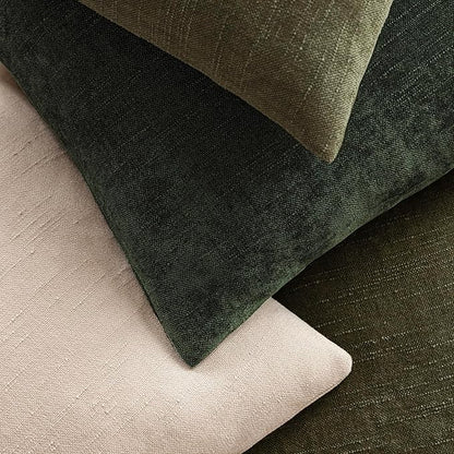 Foindtower Pack of 2 Soft Textured Chenille Throw Decorative Pillow Covers Square Accent Solid Cushion Cover Neutral Farmhouse Pillow Case for Couch Sofa Bedroom Living Room 24x24 Inch,Dark Green