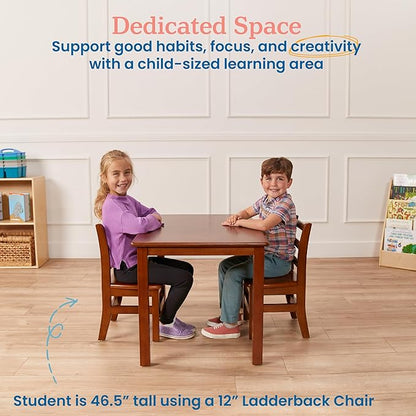 ECR4Kids 24in x 36in Rectangular Hardwood Table with 22in Legs, Kids Furniture, Dark Walnut