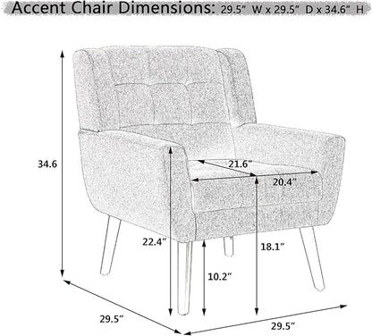 Dolonm Midcentury Modern Velvet Accent Chair with Arms, Upholstered Reading Side Chair Tufted Back Decorative Wingback Chair for Living Room Bedroom (Lavender Purple)