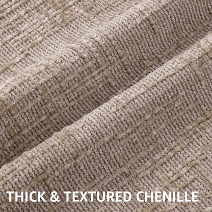 decorUhome Oatmeal Chenille Throw Pillow Covers 22x22 Set of 2 Thick Textured Slubby Couch Pillow Covers Farmhouse Accent Modern Neutral Decorative Pillow Cases for Bed Sofa Living Room