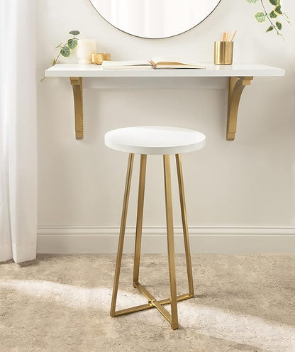 Kate and Laurel Zia Modern Counter Stool; 13 x 13 x 25; White and Gold; Decorative Contemporary Stool for Kitchen