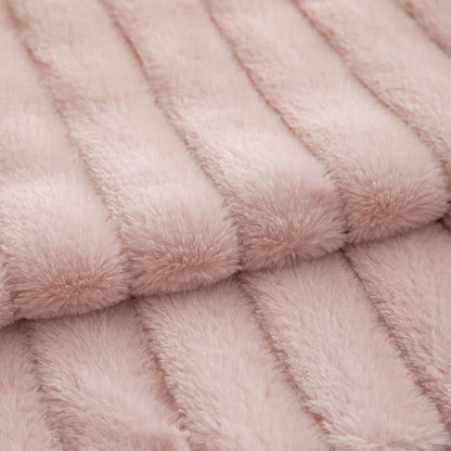 Pack of 2 Faux Fur Throw Pillow Covers 12x20 Inch Striped Decorative Soft Plush Couch Pillow Case Home Decor for Bed, Sofa, Living Room Pink