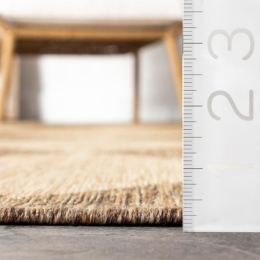 nuLOOM Outdoor Performance Collection Sabina Brown/Ivory, 8' x 10', Soft and Cozy, High Traffic, Stain Resistant, Easy Clean, Durable Area Rug for Indoor/Outdoor Patio, Deck, Porch, Garden, Courtyard