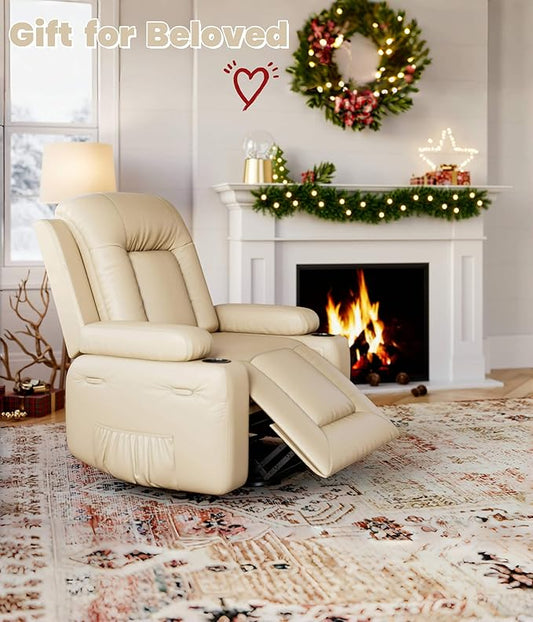 GarveeHome Oversized Wide Power Lift Recliner Chair - Heat and Massage, PU Leather, Adjustable Back and Legs, Electric Lift Chair Designed for The Elderly and People with Mobility impaired
