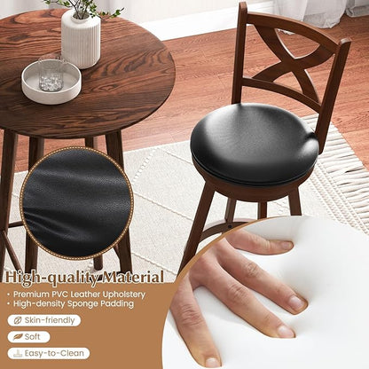 COSTWAY Bar Stools Set of 4, 30 Inch Classic Bar Height Chairs with X-Shaped Open Back, 4 PCS Swivel Barstool Set for Kitchen Island, Pub, Bistro, Café, Espresso (4, 30 Inch)