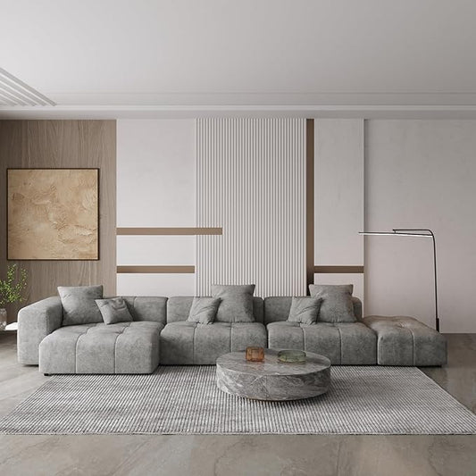 WJShome 158" Oversized Modular Sectional Sofa, L Shaped Couch with Ottoman,Sectional Couches for Living Room,Large Linen Deep Seat with Pillow Couches for Home,Spacious Space,Gray