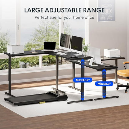 FLEXISPOT L Shaped Standing Desk, 71 x 63 Inch Electric Height Adjustable Corner Desk, Sit Stand Computer Workstation, Preset Controller, Home Office, Black Frame with Black Top