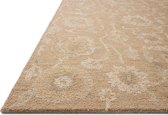 Loloi Chris Loves Julia Dorothea Collection DRT-01 Sand/Pebble 2'-3" x 3'-9" Accent Rug Wool Neutral Floral Living Room Bedroom Carpet