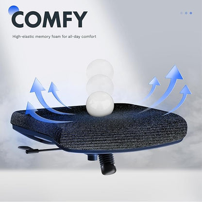 FLEXISPOT OC3 Cloud Ergonomic Office Chair with Footrest, Mesh Back Computer Chair, Home Office Desk Chairs, with Adjustable Lumbar Support/3D Headrest/Reliable Base, Elastic Foam Seat, Black, Cloud-F