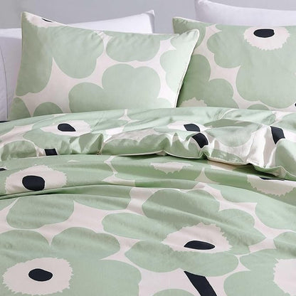 Marimekko - King Duvet Cover Set, Super Soft Organic Bedding with Matching Shams, Floral Bedding Essentials, Oeko-Tex Certified (Unikko Green, King)