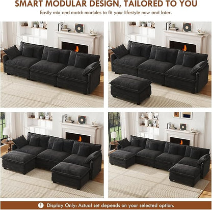 WorthFurni 77 Inch Cloud Sofa Loveseat, Comfy Sectional Couch, 2-Seater Chenille Deep Seat Sofa with Throw Pillows for Living Room Bedroom Apartment (Black)