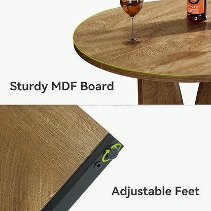 LITTLE TREE Round Bar Table, 31.5 Inches Counter Height Cocktail Table, Wooden High Top Home Bar Unit for Pub, Bistro, Home, Kitchen, Dining Room, Small Space, Brown