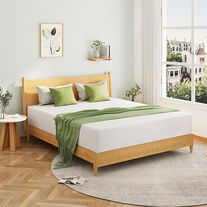 EGOHOME King Size Memory Foam Mattress, 12 Inch Bed Mattress in a Box with Cooling Green Tea Gel, Relieve Pressure with Medium Support, CertiPUR-US Certified, 80''L x 76''W, White