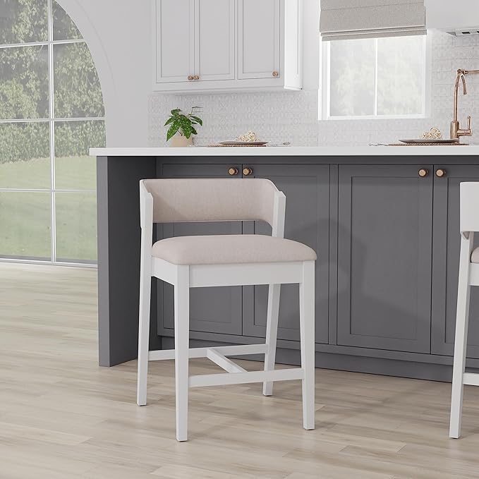 Hillsdale Dresden Wood Counter Height Stool, White