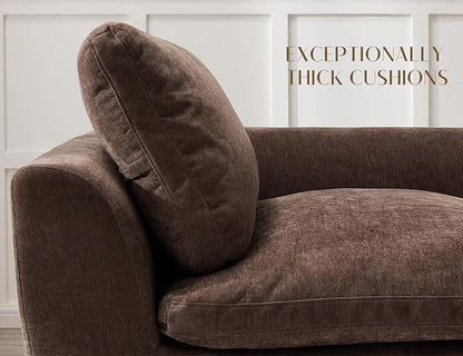 110" Cloud Sectional Couches for Living Room, Boneless U Shaped Couch with Ottoman, 3 Seater Modular Sectional Sofa, Brown