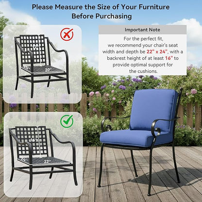 7-Piece Outdoor Patio Cushion Set - Fade & Water Resistant with Removable Olefin Cover, 22x24x4 Inch Memory Foam Cushions for Wicker Sectional Sof - Blue/Regular