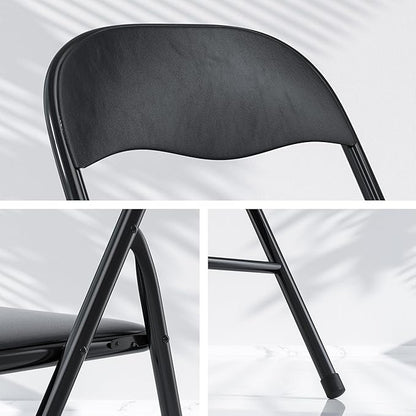 VECELO Folding Chairs 8 Pack Metal Portable with Soft PU Padded Seats for Home/Office/Party, Black