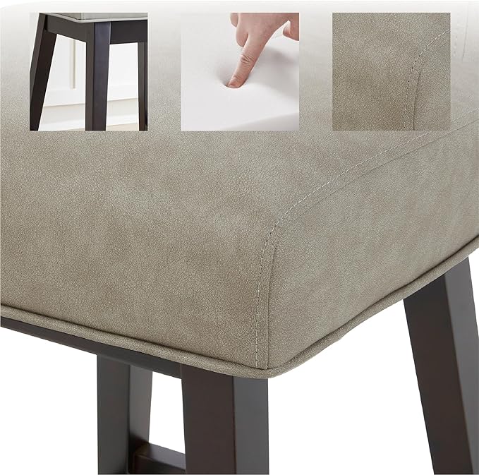 CHITA 26 Inch Counter Height Swivel Bar Stools Set of 4, FSC Certified Modern Upholstered Faux Leather Swivel Barstool Chair with Back, Stone Grey