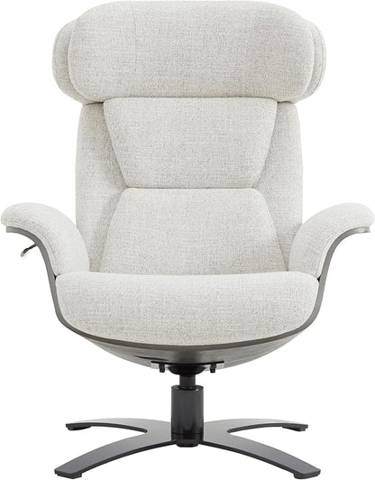 CHITA Fabric Reclining Swivel Chair with Adjustable Headrest and Ottoman for Living Room, White (Multi-Colored)