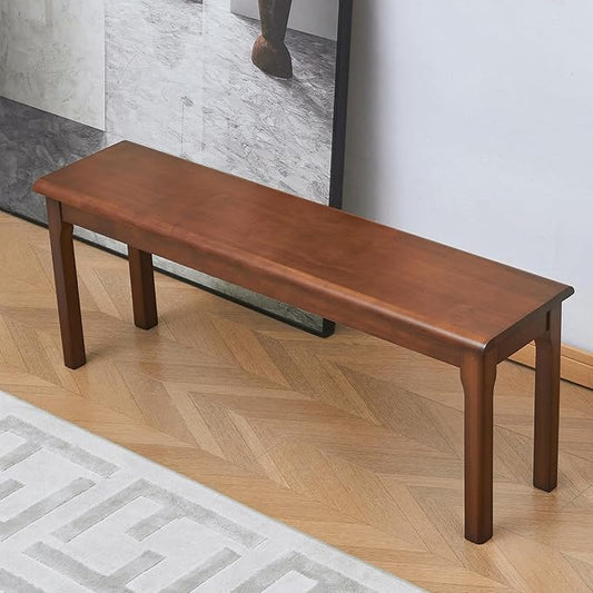 Outdoor indoor wood Bench, 47″Patio Garden,balcony,restaurant,canteen,refectory, entryway,kitchen,farmhouse,dining room,bedroom Wooden Bench,solid Wood benches for dining table,2 Person seat bench